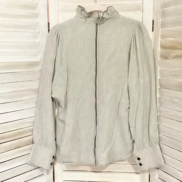 Etoile Isabel Marant Melphine Wool Blend High Neck Ruffle Blouse 38 6 - Picture 9 of 12